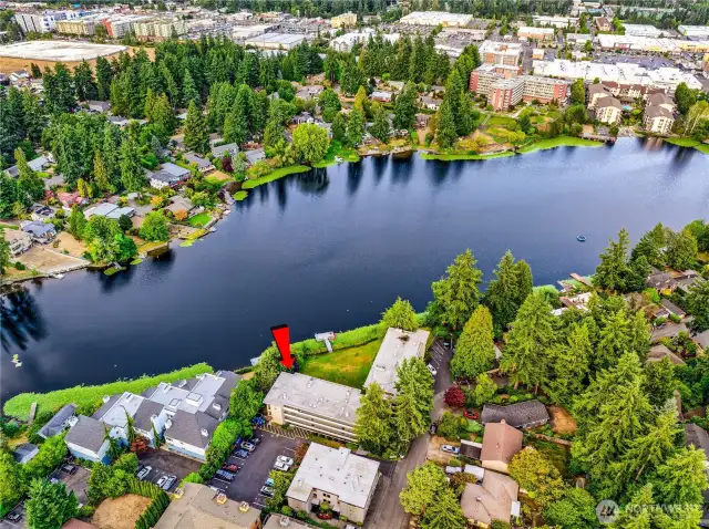 Premier top-corner location with sweeping lake views, abundant natural light, and unmatched privacy. The arrow shows your future home location