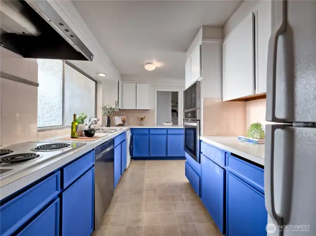 Plenty of counter space designed for convenient meal preparation.