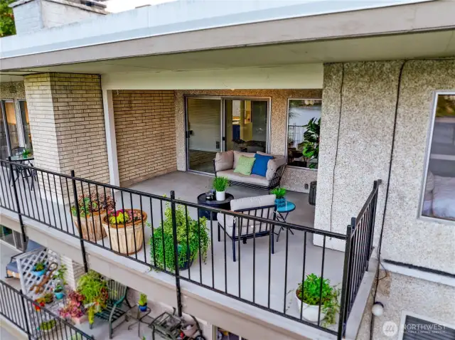 Spacious balcony offering year-round waterfront enjoyment