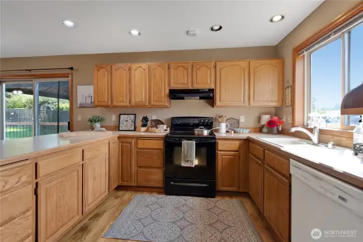 The Kitchen has an abundance of cabinets and counter space.
