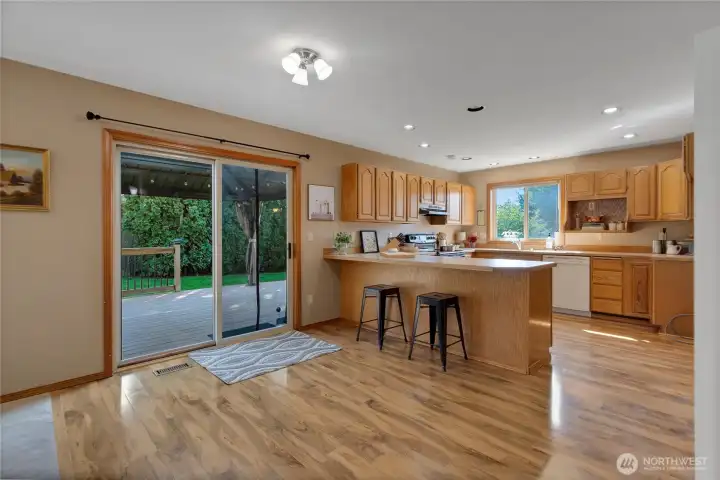 Plenty of room for a kitchen table or additional bar stools for breakfast seating.