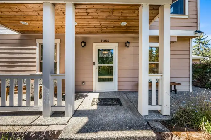 Covered front entry to keep you and your front door safe from the elements.