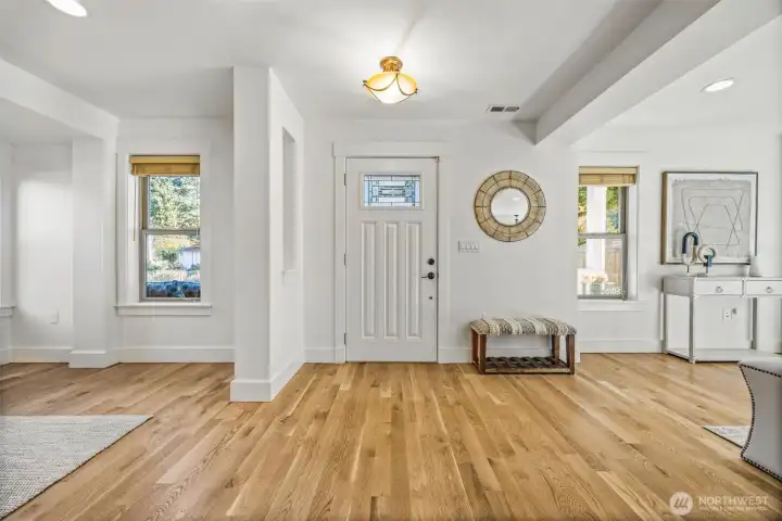 Bright and spacious entry for guests to gather.
