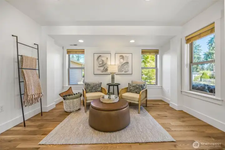 Main floor nook can be used as a lounge, a game room, or office space.