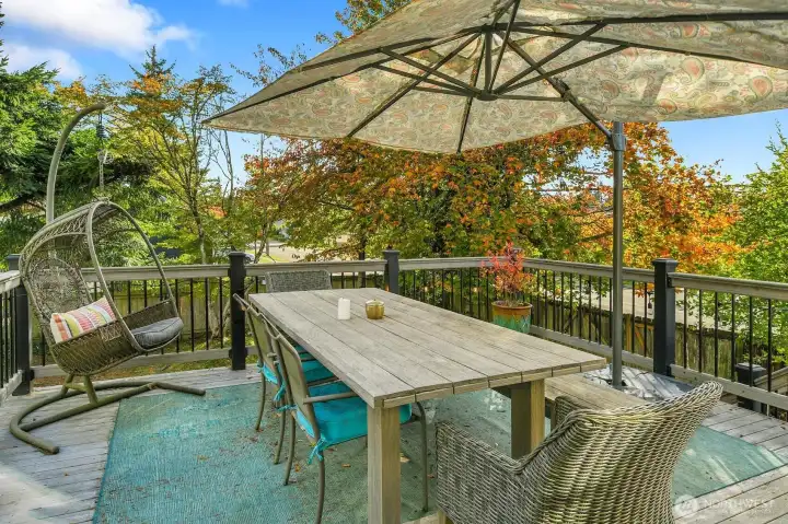 Bask in the warmth of the south-facing deck—an inviting space for casual outdoor meals or quiet moments in the sun.