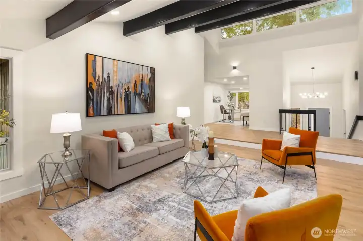 Beautiful beams anchor the main level