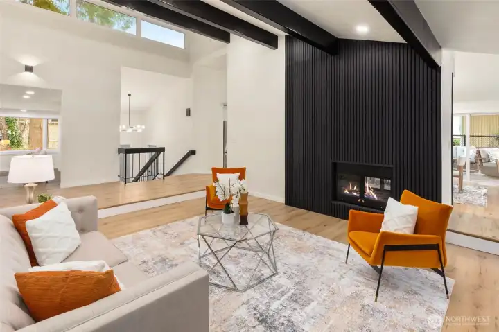 Cozy wood-burning fireplace