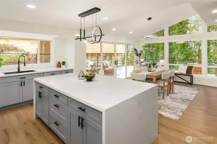 Large gathering island and plenty of storage in the kitchen