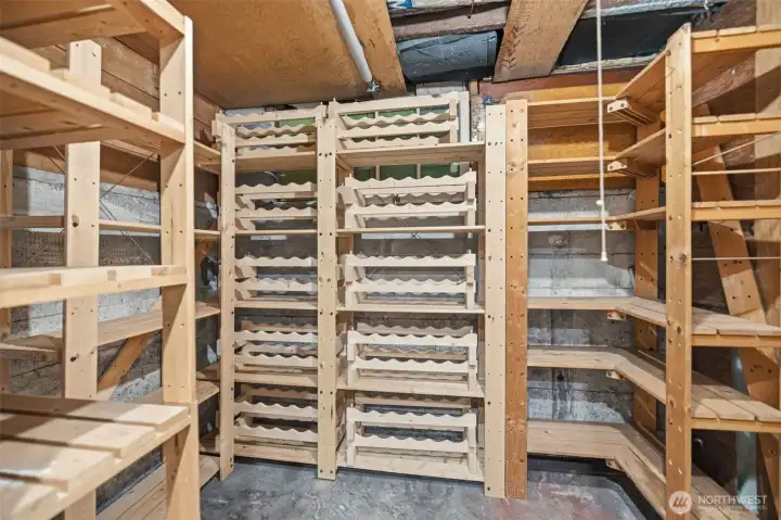 Large capacity wine cellar or pantry.