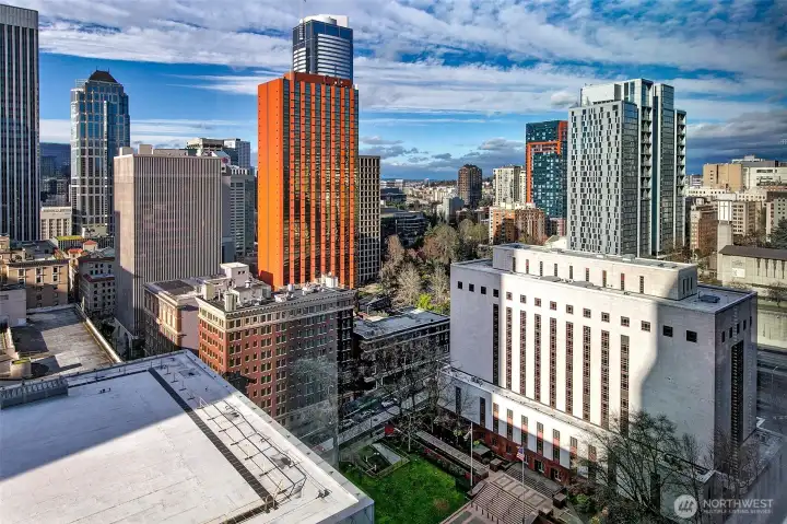 5th & Madison #2002 looks over the library and court house plaza.