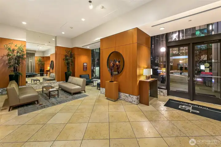 Beautiful lobby upon entry.