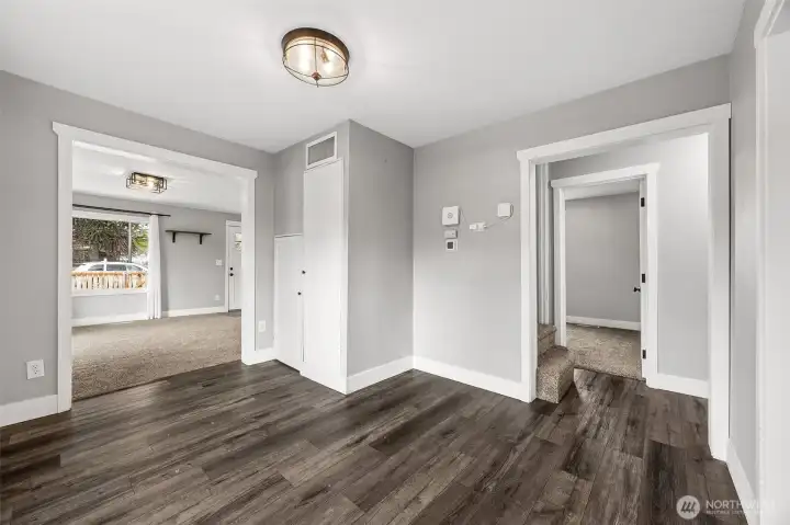 Dining room looking towards downstairs bedroom