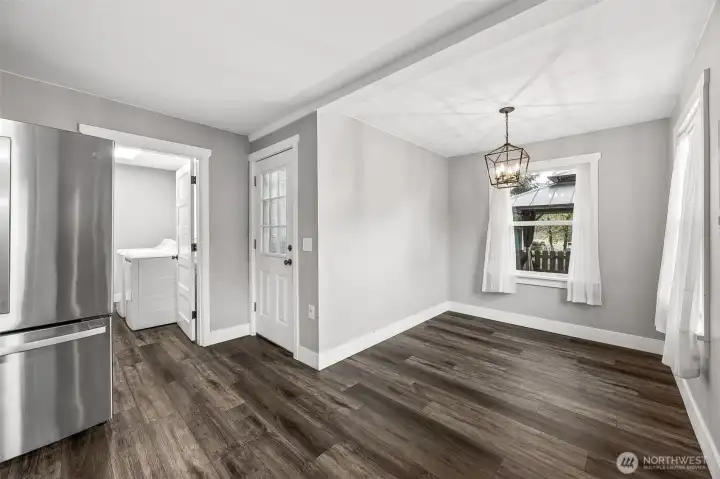 Back porch door and utility room