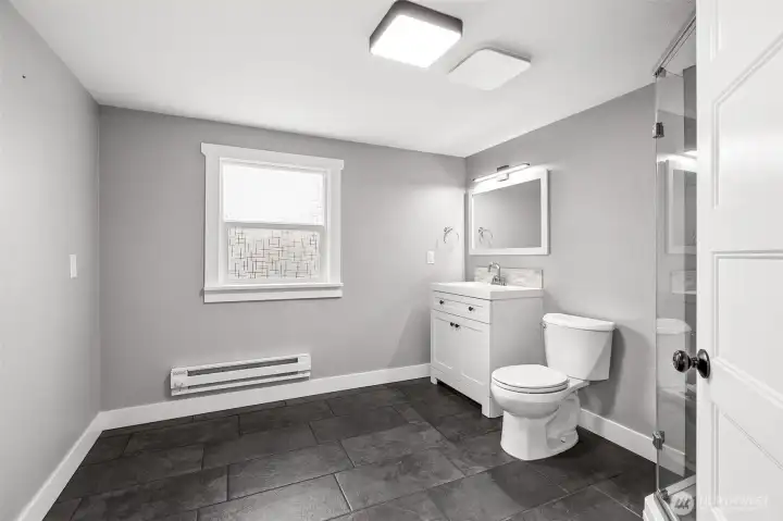 Upstairs bathroom- look at all that space! Walking in closet off this bathroom too!