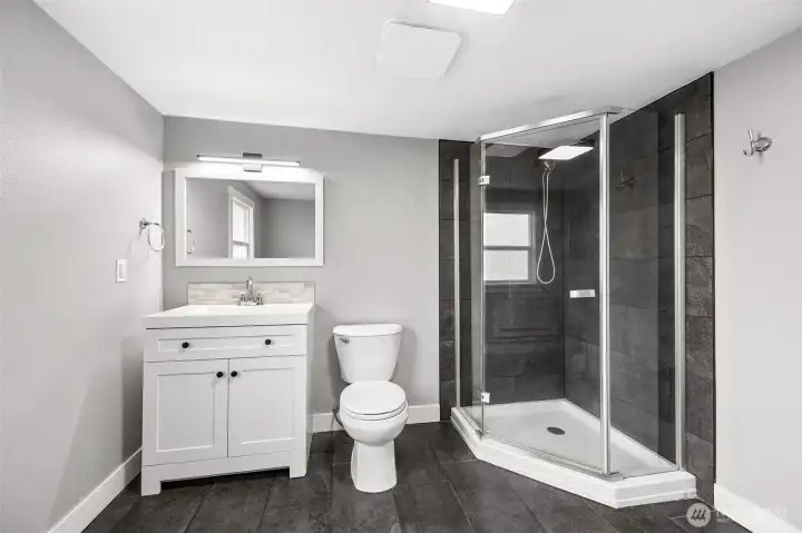 Beautiful step in corner shower