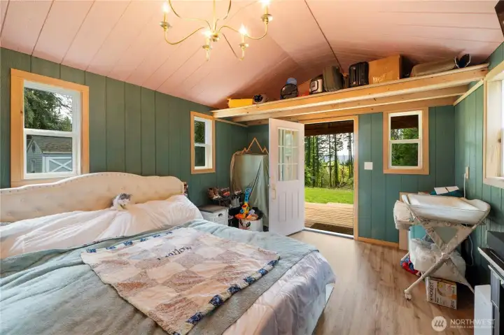 Spacious studio area with storage