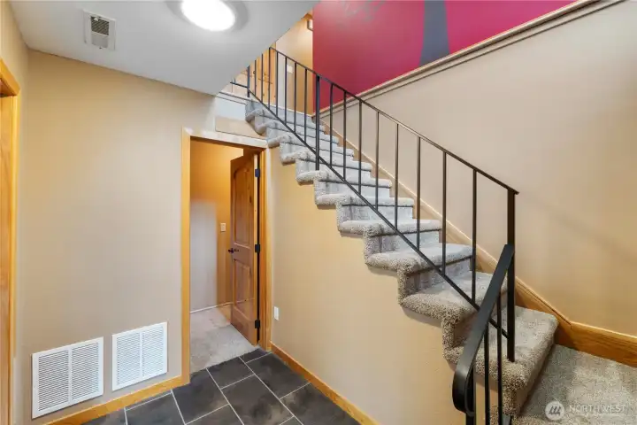 Tons of storage in this home.  Don't miss the shelved space and storage under the stairs.