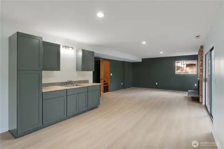 With the addition of a refrigerator and a range and/or micro wave, this would make a great space for multi-generational living, possibly a short or long term rental situation because....
