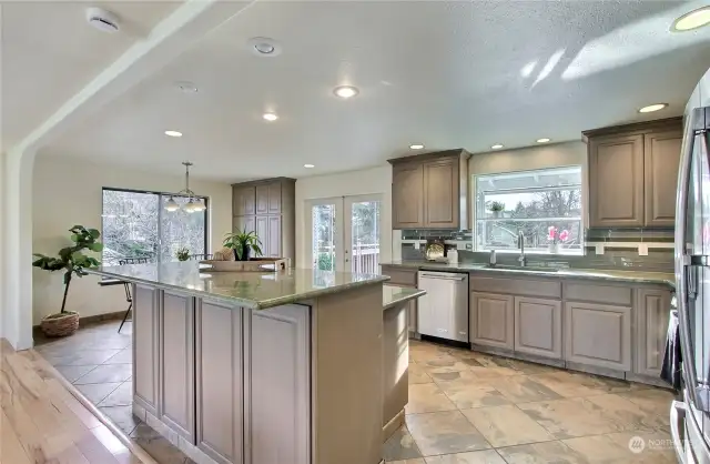 Gorgeous granite countertops, stainless appliances and tons of storage make this kitchen functional and beautiful.