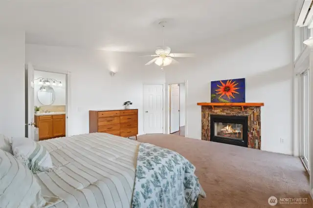 Guest House bedroom suite with gas fireplace