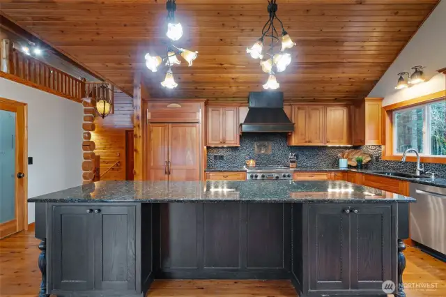 Vaulted Kitchen with Granite and Wolf Range
