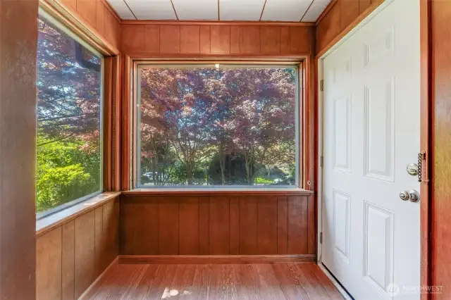 Entryway is bathed in light.