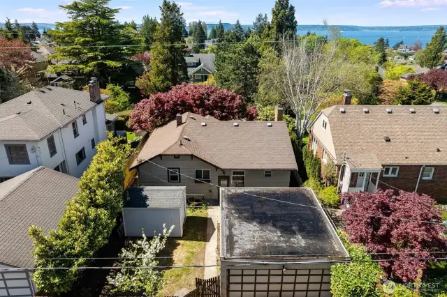Detached two car garage located off a convenient alley.