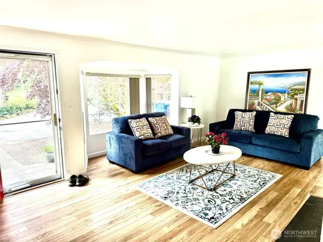 Living room showing bay window