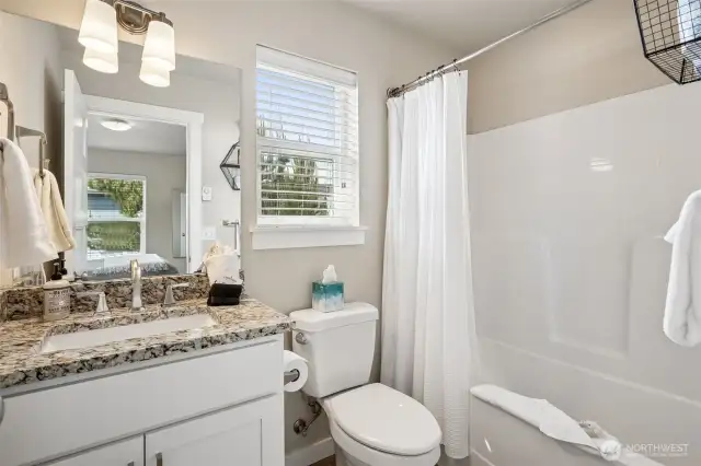 Full bathtub/shower in the second suite.