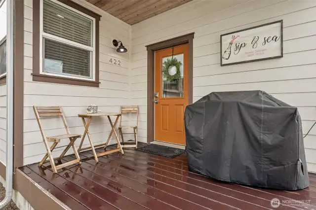 Back porch is also covered, great for sandy shoes after a beach walk.