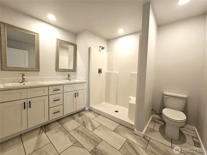 Master Bath, Glass Shower doors to be installed
