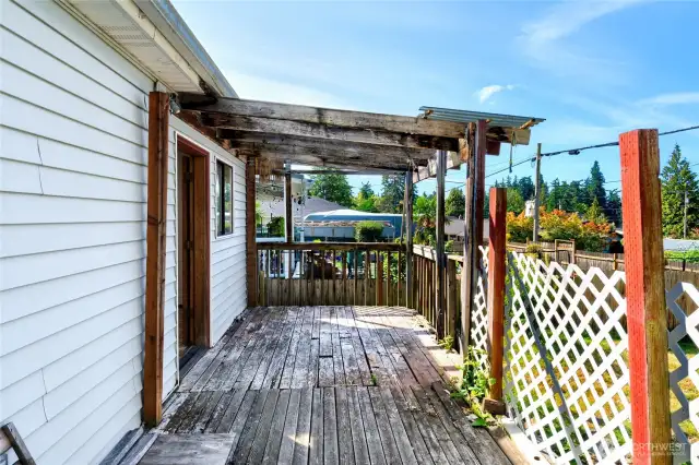 Deck is partially covered.