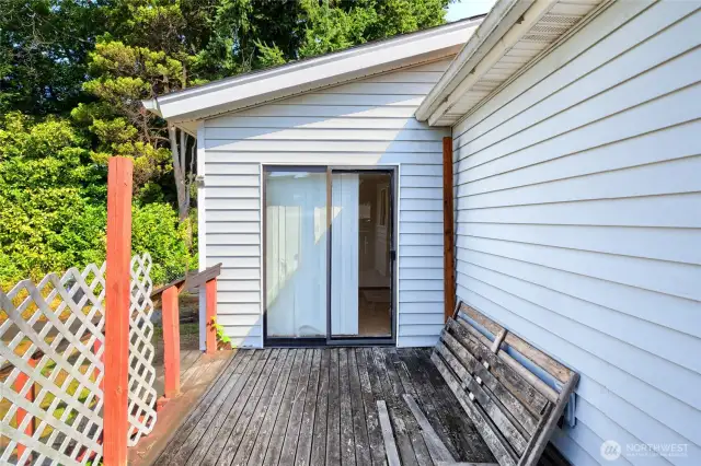 Slider off main floor bedroom to deck.