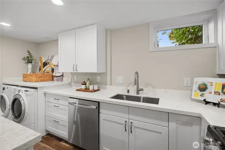 Another view of the lower-level kitchen.