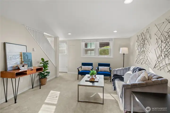Check out the light streaming into the lower-level living room!