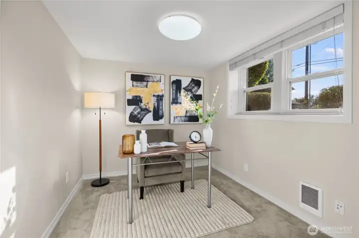 Downstairs you will find a bright home office that we are calling a non-conforming 4th bedroom. Cat 5 wiring is in several areas of the home.