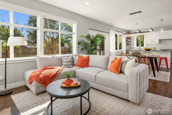 Enjoy the large kitchen, dining and living room floor plan perfect for entertaining!