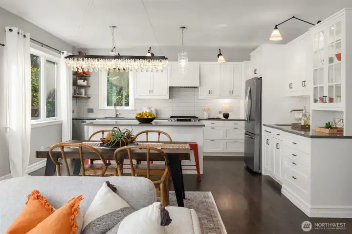 Rich hardwood floors create a sophisticated ambiance.
