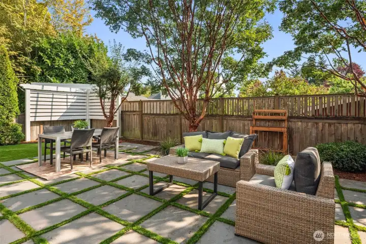 A pergola in the corner is the perfect place for a hammock.