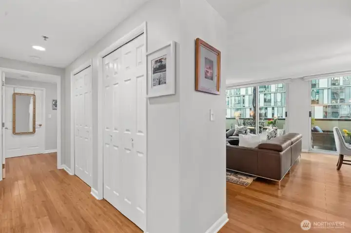 Entry hallway with direct access to living area and penthouse-level terrace