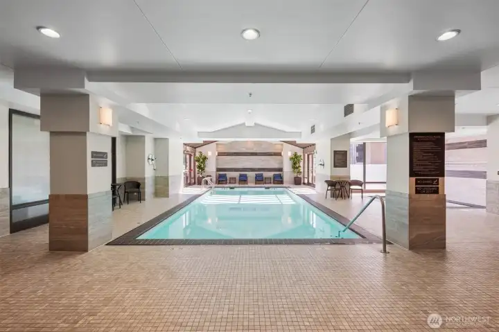 Resort-inspired features including pool, spa, and fitness center.