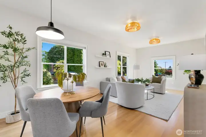 Note the flush light fixtures - those also double as the cutest ceilings fans!