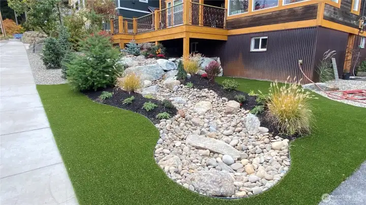 New landscaping with drip sprinkler system