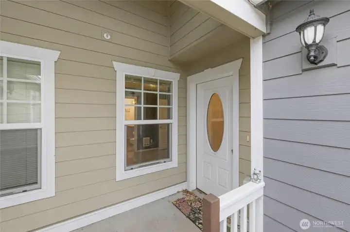 Main door by garage.