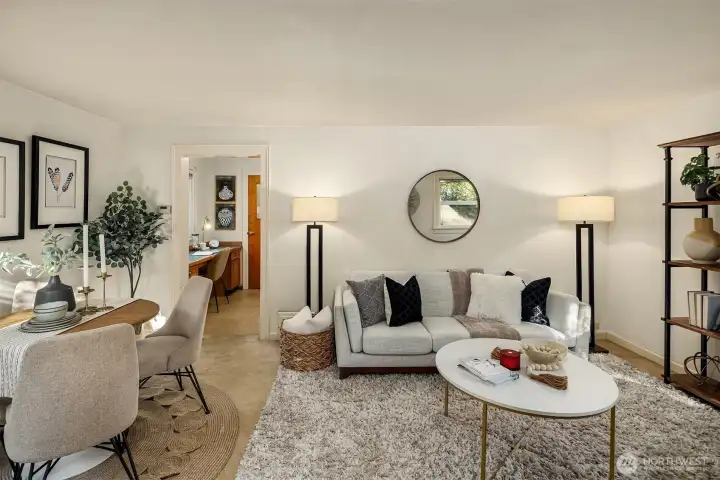 Living room and dining room off of entry