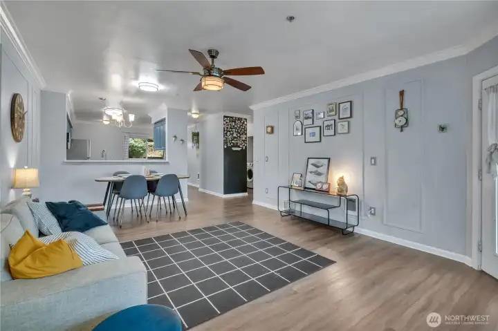 Open kitchen and living spaces