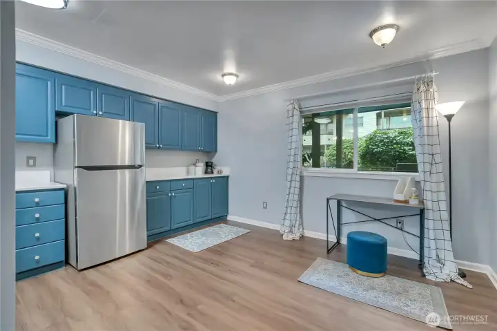 Spacious kitchen with room for dining table or flex workspace