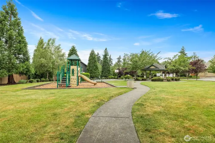 Private community park with playground, sport court and covered area