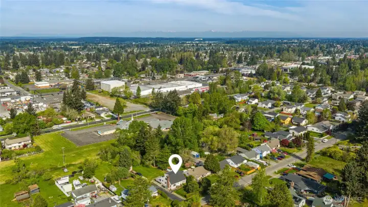 Overhead view of home looking North West.