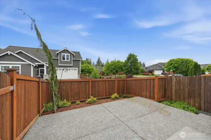 Fenced backyard.